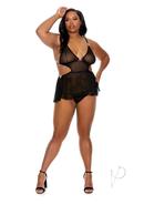 Barely Bare Tie-back Baby Doll Teddy And Thong - Plus Size...